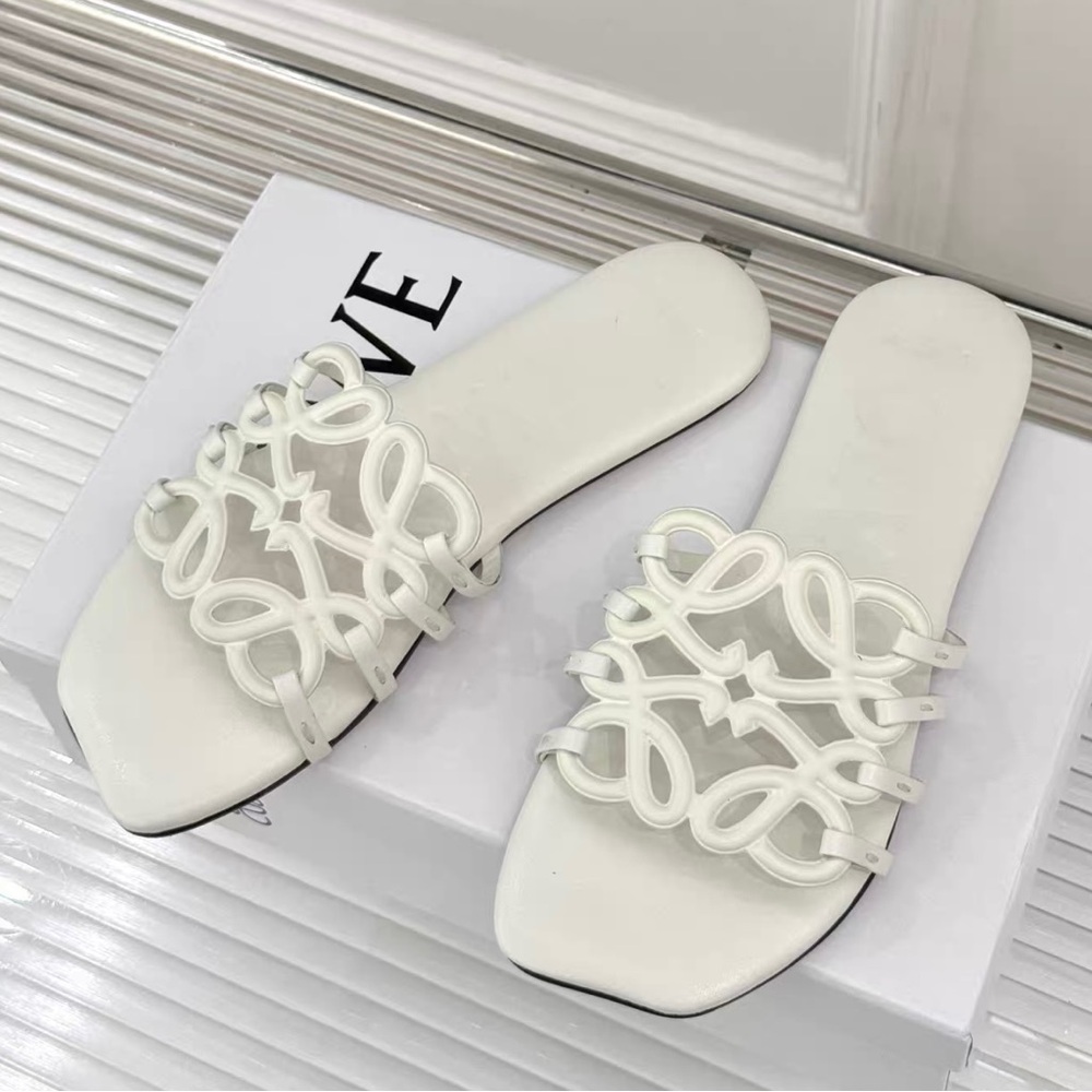 Loewe White Sandals with Intricate Design